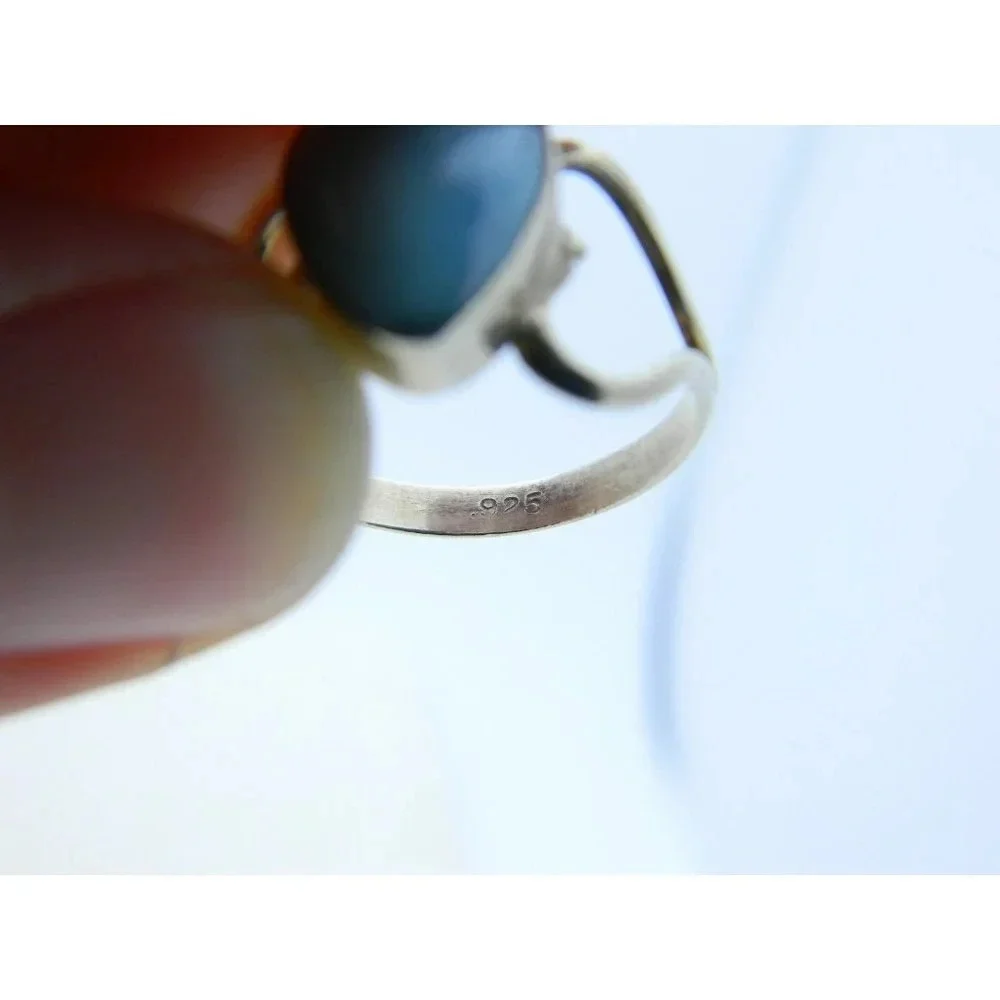 VTG .925 Sterling Silver Larimar Modernist Ring 8.25